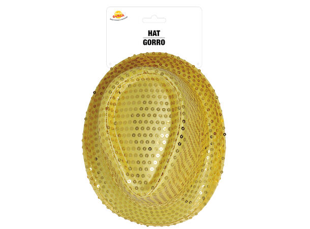Trilbyhatt - Gull m/paljetter 1 Hatt til voksen - Onesize 