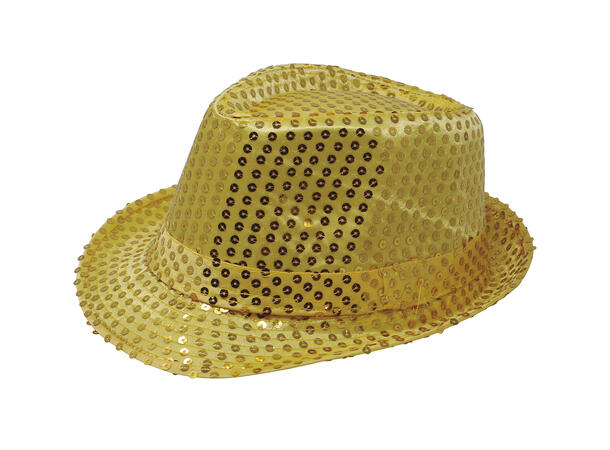 Trilbyhatt - Gull m/paljetter 1 Hatt til voksen - Onesize 