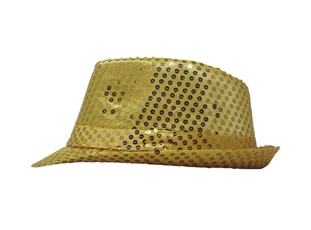 Trilbyhatt - Gull m/paljetter 1 Hatt til voksen - Onesize 