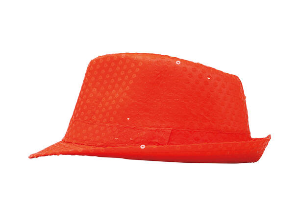Trilbyhatt - Neon oransje m/paljetter 1 Hatt til voksen - Onesize 