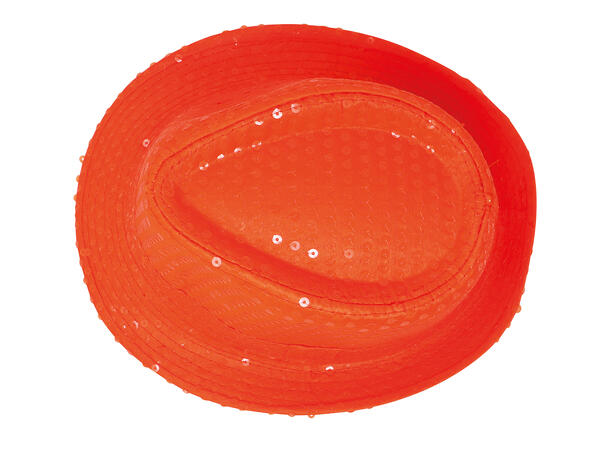 Trilbyhatt - Neon oransje m/paljetter 1 Hatt til voksen - Onesize 