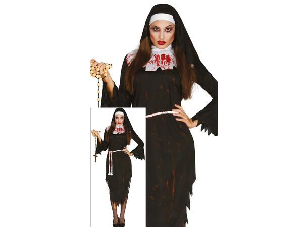 Zombie Nonne - Sort 1 Damekostyme - str 42-44 (L) 