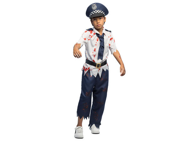 Zombie politi - Blodig 1 Barnekostyme til gutt - Str 5-6år 