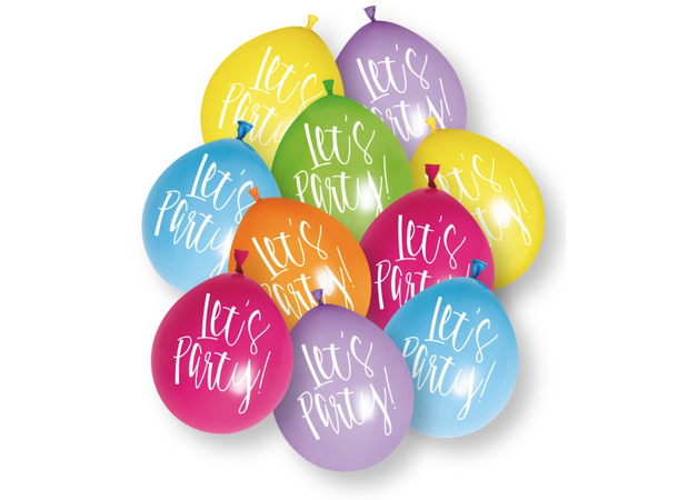 "Let's Party" - 5 farger assotert 10 Gummiballonger - 25cm (10")