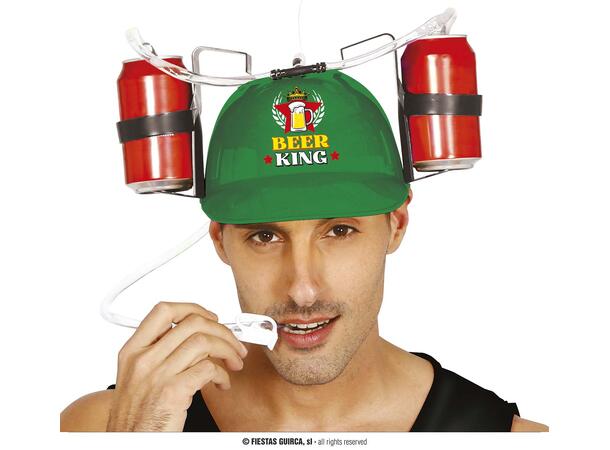 Ølhjelm - Grønn - "Beer King" 1 Hjelm m/holder til mann - Onesize 