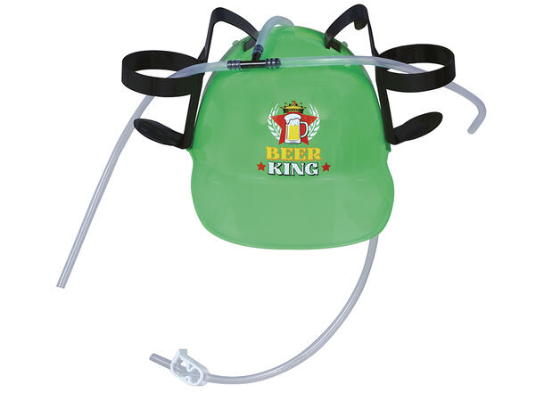 Ølhjelm - Grønn - "Beer King" 1 Hjelm m/holder til mann - Onesize 