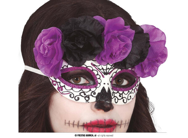 Øyemaske m blomster - Day of The Dead 1 Maske i PVC/polyester 