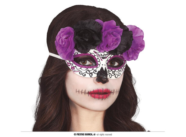 Øyemaske m blomster - Day of The Dead 1 Maske i PVC/polyester 