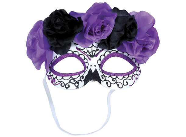 Øyemaske m blomster - Day of The Dead 1 Maske i PVC/polyester 