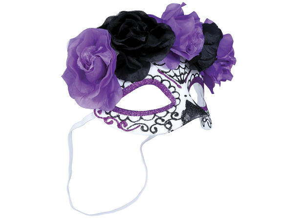 Øyemaske m blomster - Day of The Dead 1 Maske i PVC/polyester 