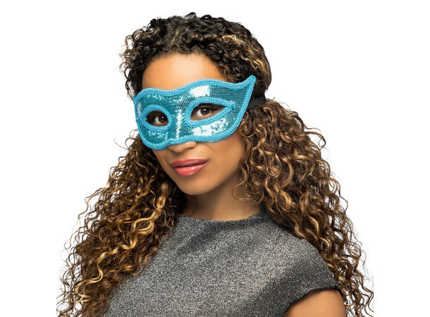 Øyemaske m/paljetter -Turkis 1 Øyemaske 