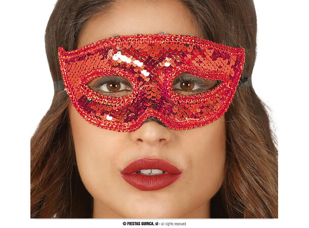 Øyemaske med paljetter - Rød 1 Maske i PVC 