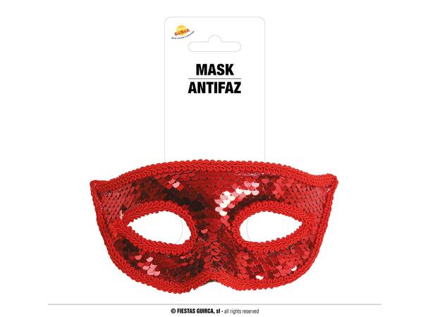 Øyemaske med paljetter - Rød 1 Maske i PVC 