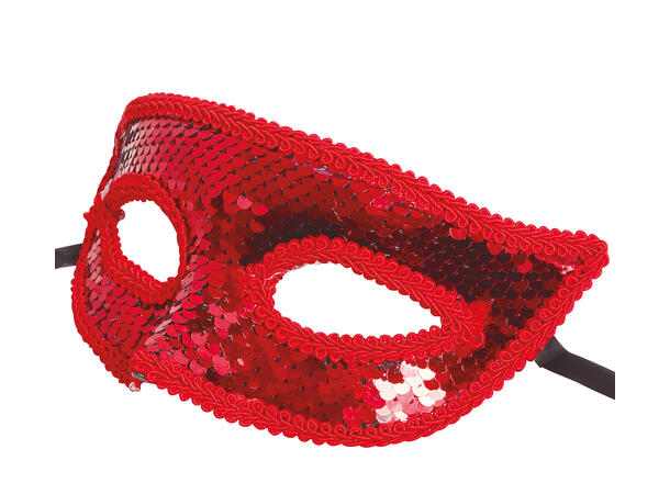 Øyemaske med paljetter - Rød 1 Maske i PVC 