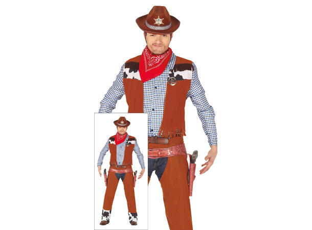 Cowboy - Brun 1 Herrekostyme - Str 54-56 (XL) 