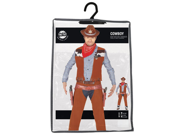 Cowboy - Brun 1 Herrekostyme - Str 54-56 (XL) 