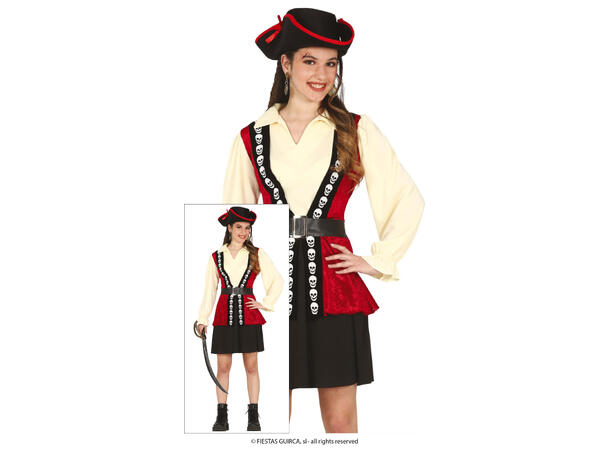 Damepriat - Rød/sort/hvit 1 Barnekostyme - Str 14-16 År (171cm) 
