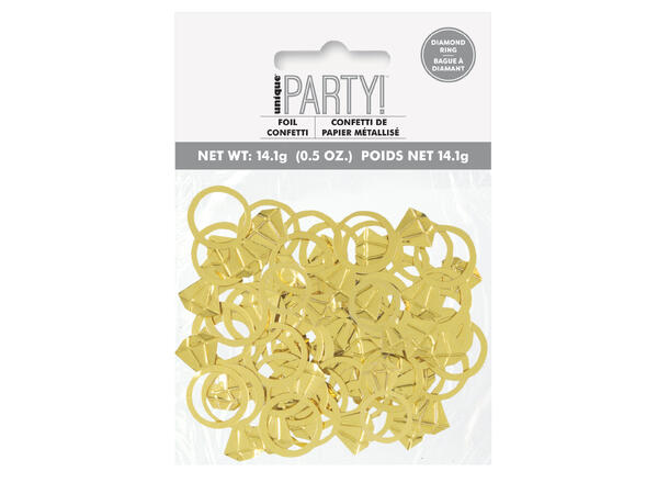 Diamantring - Gull, Stor 1 Pose bordkonfetti folie - 15g