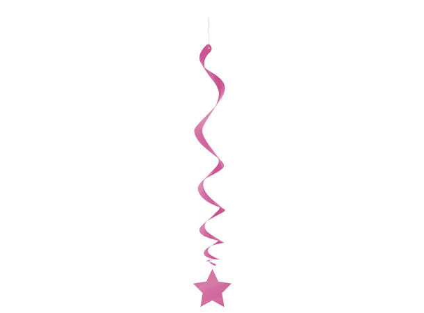 Ensfarget - Stjerner - Mørk Rosa 3 Hengedekorasjoner virvel - 66cm