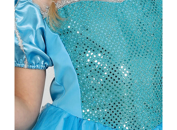 Isprinsesse - Kjole og kappe - Lyseblå 1 Barnekostyme - Str 5-6 År (123cm) 