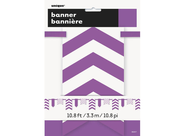 Lilla med Prikker og Striper 1 Papirbanner flagg - 3,65m