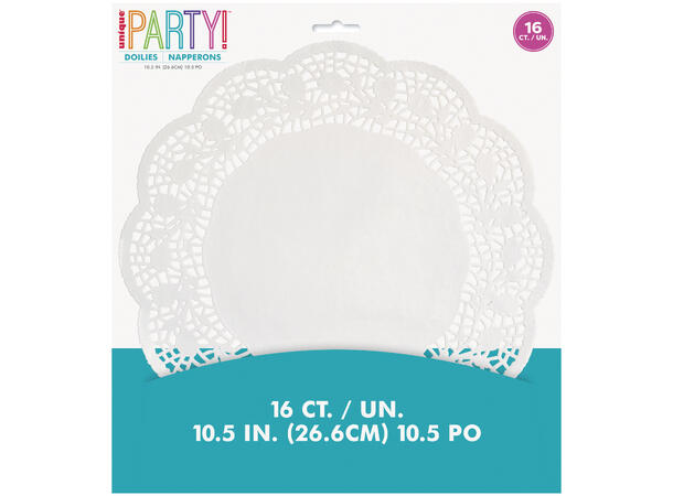 Pynteservietter - Hvit 16 Kakeservietter ( Doilies) - 26,5cm