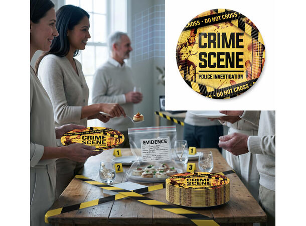 Crime Scene 6 Tallerkener i papp - 23cm 