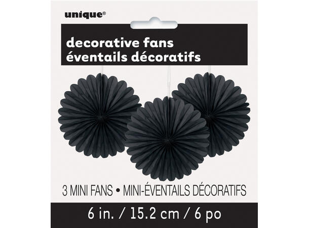 Ensfarget - Sort 3 Pyntevifter i papir - 15cm