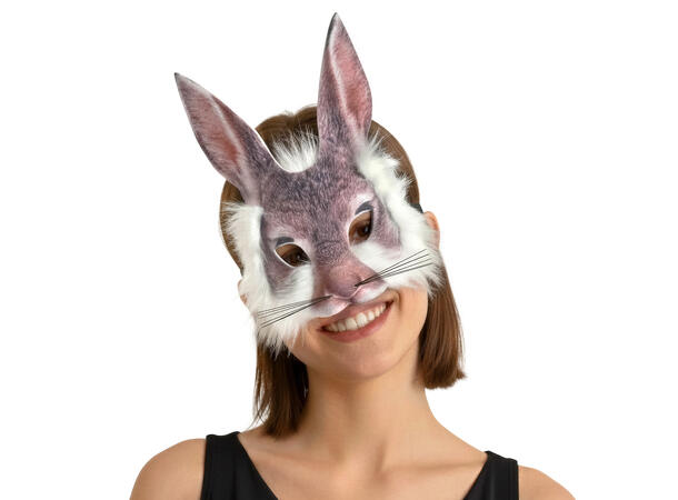 Halvmaske - Kanin m/pels 1 Halvmaske til voksen 