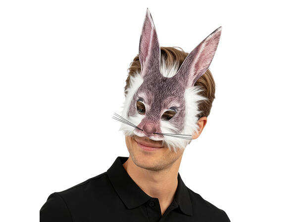 Halvmaske - Kanin m/pels 1 Halvmaske til voksen 