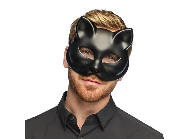 Halvmaske - Katt - Sort 1 Halvmaske til voksen 