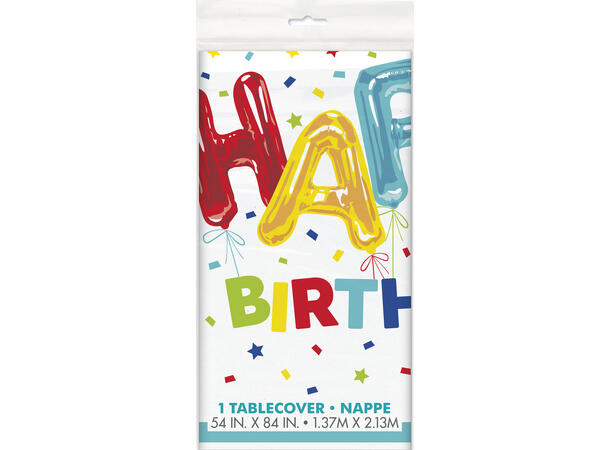 Happy Balloon Bursdag 1 Plastikkduk firkantet - 137x214cm