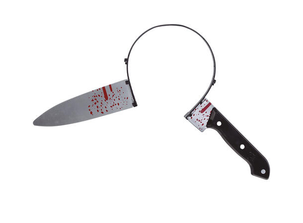 Hårbøyle med blodig kniv gjennom hodet 1 Hårbøyle i plast - 35cm 