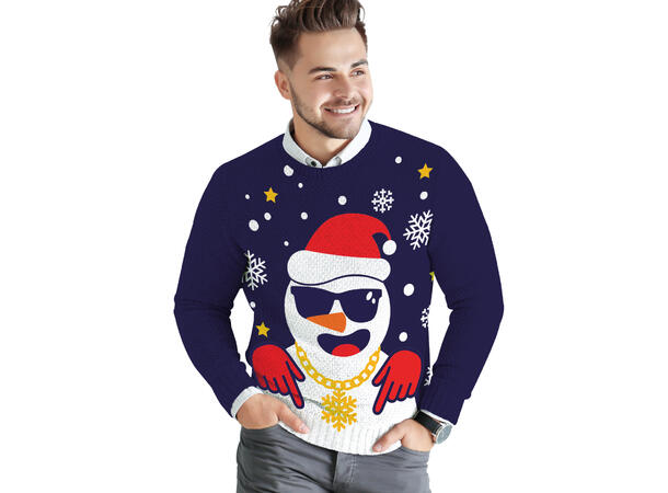 Julegenser - Cool Santa - Blå 1 Genser i bomull til mann - Str S 