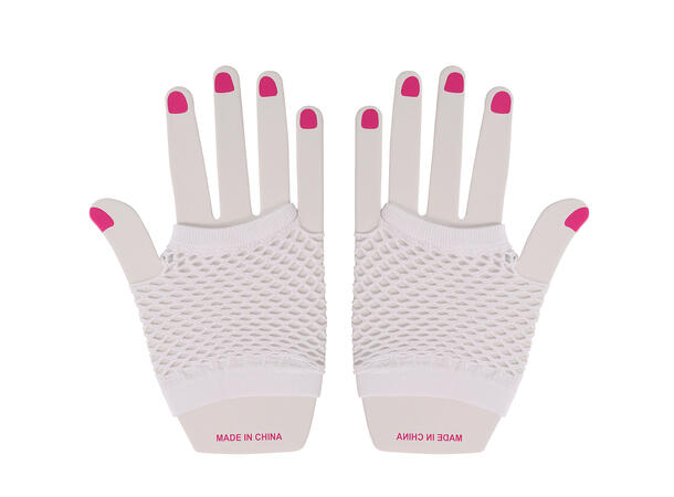 Korte nettinghansker - Hvite 1 Par fingerløse hansker - 11cm 