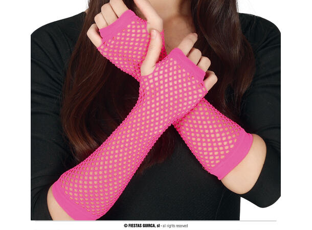 Lange nettinghansker - Neon Rosa 1 Par fingerløse hansker - 26cm 