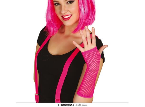 Lange nettinghansker - Neon Rosa 1 Par fingerløse hansker - 26cm 
