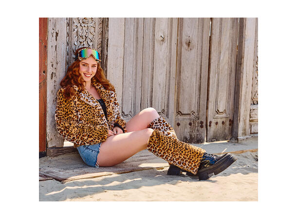 Leggvarmere - Fluffy Leopard 1 Par leggvarmere i kunstig pels 