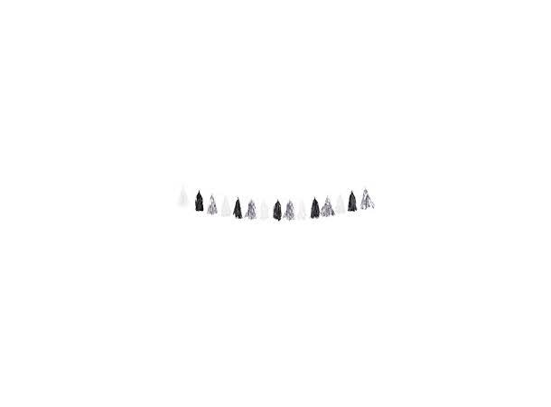 Tassel girlander - Sølv/Sort/Hvit 1 Papir- og Foliegirlander dusker - 2,7m