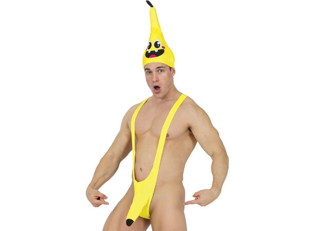 Borat mankini - Banan m/badehette 1 Badedrakt - Onesize 
