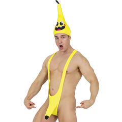 Borat mankini - Banan m/badehette 1 Badedrakt - Onesize