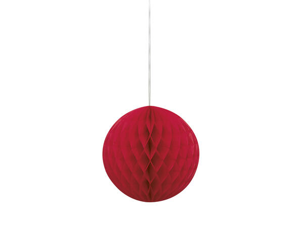 Ensfarget - Rubinrød 1 Honeycomb ball i papir - 20cm