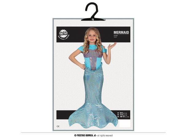 Havfrue - Lyseblå kjole 1 Barnekostyme - Str 5-6 År (123cm) 