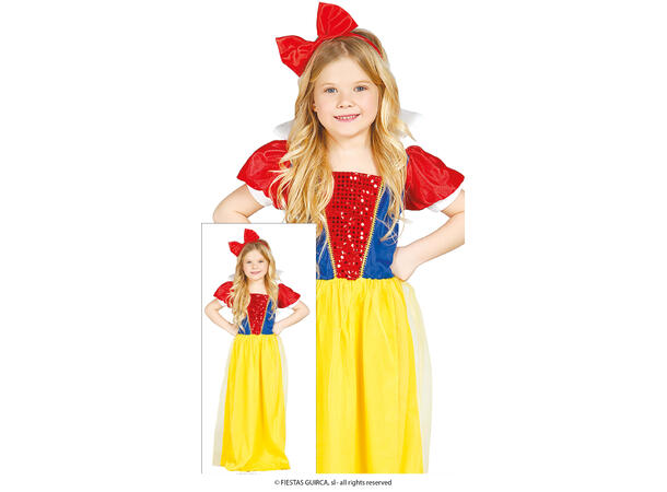 Snehvit - Kjole 1 Barnekostyme - Str 3-4 År (109cm) 