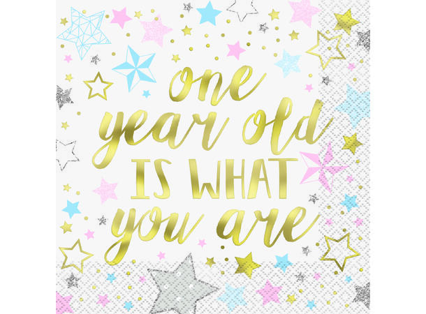 Twinkle Little Star One Year Old 16 Lunchservietter - 33x33cm