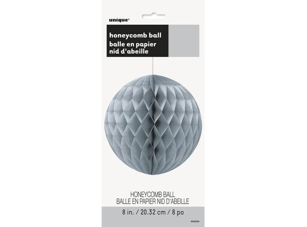 Ensfarget - Sølv 1 Honeycomb ball i papir - 20cm