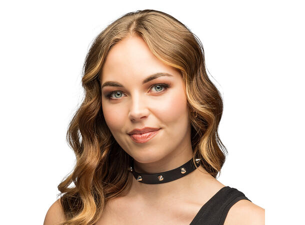 Halskjede - Choker - Sort m/Nagler 1 Halskjede i metall/plast 