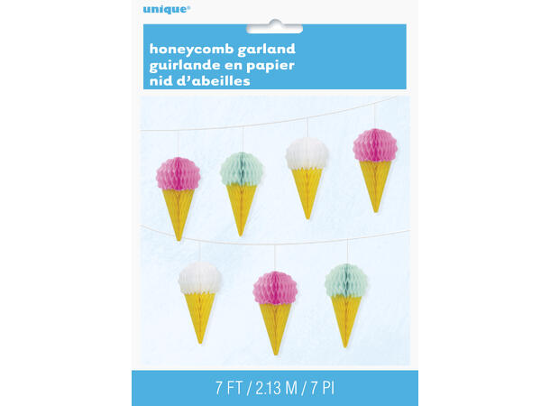 Honeycomb - Iskrem 1 Papirgirlander mini honeycomb - 214cm