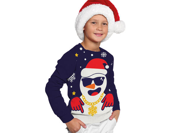 Julegenser - Cool Santa - Blå 1 Genser i bomull til barn - Str 10-12år 