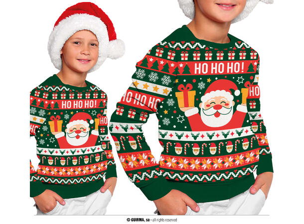 Julegenser - "HO HO HO" 1 Genser til barn - Str 3-4år 
